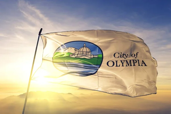 Olympia Washington Estados Unidos Ondeando Bandera — Foto de Stock
