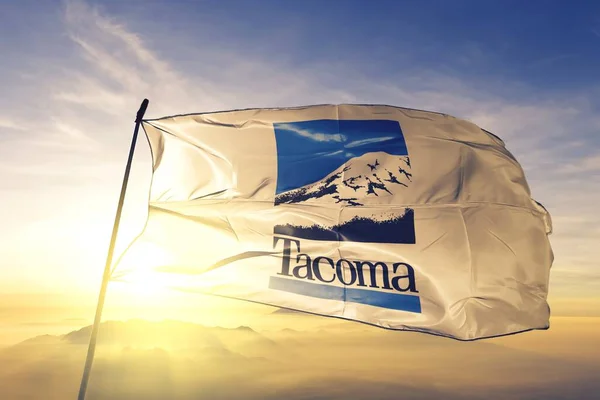 Tacoma Washington Bandeira Dos Estados Unidos Acenando — Fotografia de Stock