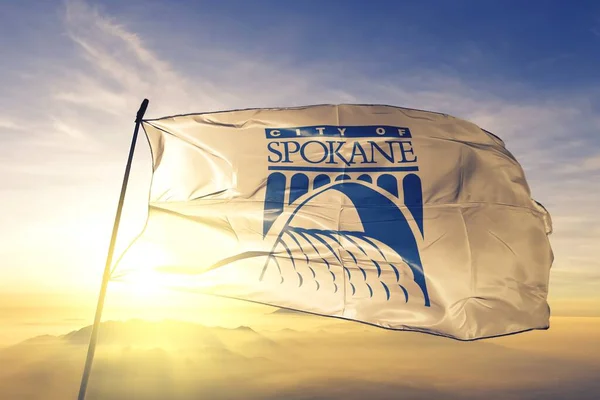Spokane of Washington of United States flag waving