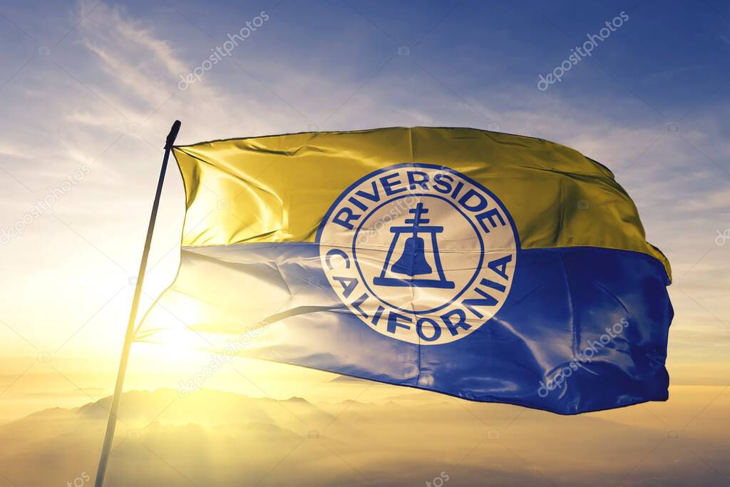 Riverside of California of United States flag waving