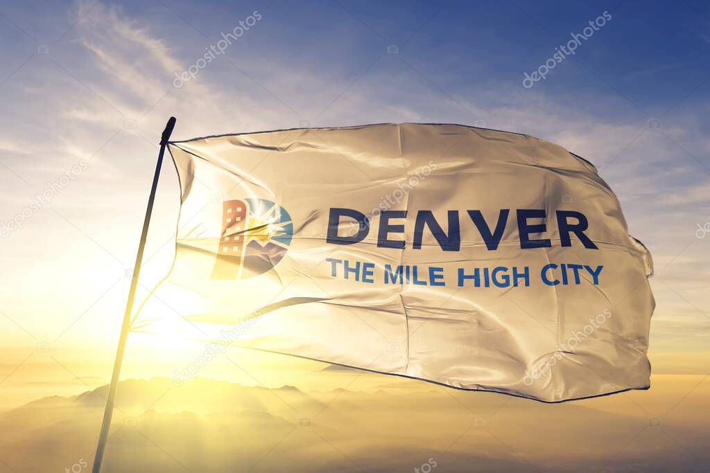 Denver of Colorado of United States flag waving