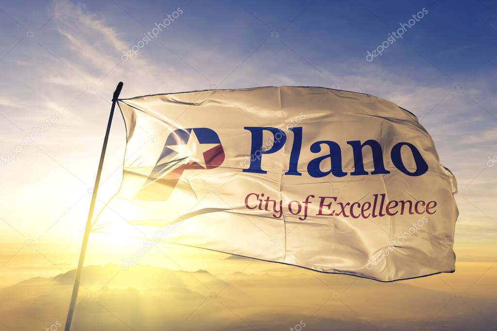 Plano of Texas of United States flag waving
