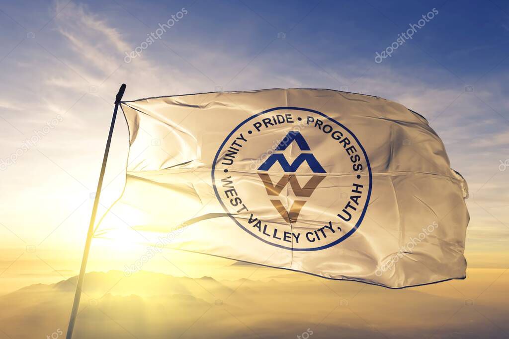 West Valley City of Utah of United States flag waving