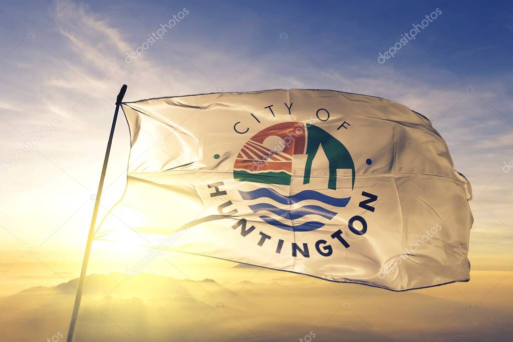 Huntington of West Virginia of United States flag waving