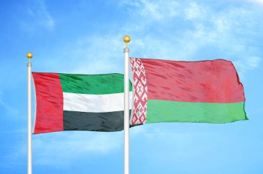Birleşik Arap Emirlikleri ve Belarus bayrak direğinde iki bayrak