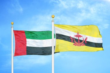 Birleşik Arap Emirlikleri ve Brunei Darussalam bayrak direğinde iki bayrak