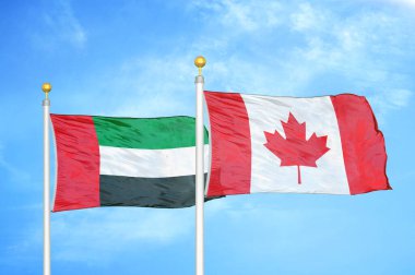 Birleşik Arap Emirlikleri ve Kanada bayrak direğinde iki bayrak