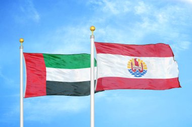 Birleşik Arap Emirlikleri ve Fransız Polinezyası bayrak direğinde iki bayrak