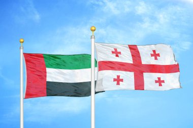 Birleşik Arap Emirlikleri ve Gürcistan bayrak direğinde iki bayrak