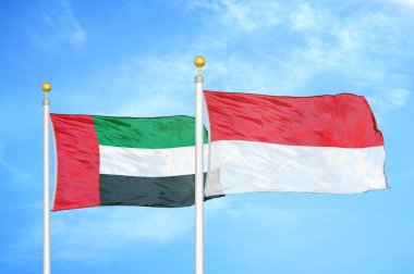 Birleşik Arap Emirlikleri ve Endonezya bayrak direğinde iki bayrak