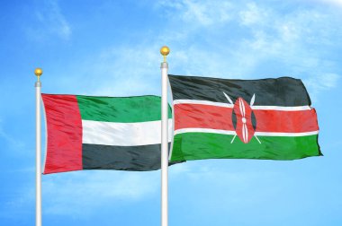 Birleşik Arap Emirlikleri ve Kenya bayrak direğinde iki bayrak