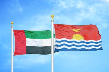 Birleşik Arap Emirlikleri ve Kiribati bayrak direğinde iki bayrak