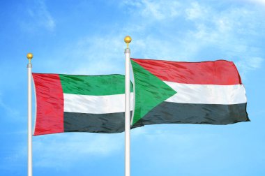 Birleşik Arap Emirlikleri ve Sudan bayrak direğinde iki bayrak