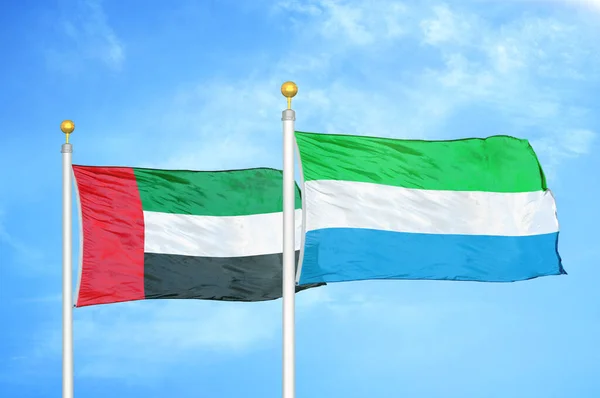 Emiratos Árabes Unidos Sierra Leona Dos Banderas Asta Bandera — Foto de Stock