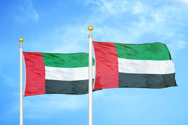 Emiratos Árabes Unidos Dos Banderas Asta Bandera — Foto de Stock