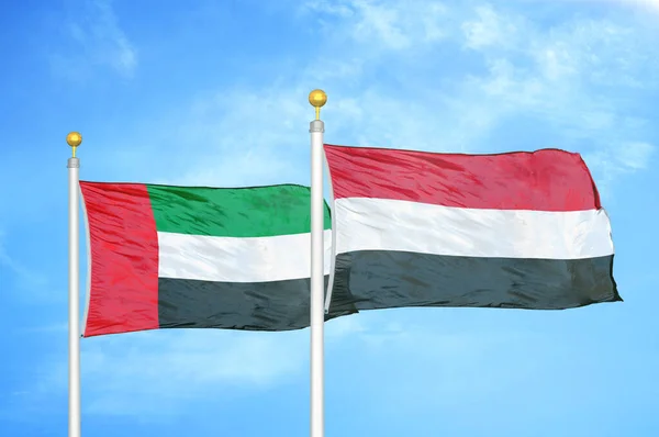 Emirados Árabes Unidos Iêmen Duas Bandeiras Mastins — Fotografia de Stock
