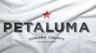 Kumaş dokusu arka planında Kaliforniya Petaluma bayrağı
