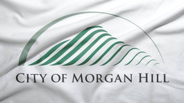 ABD bayraklı Kaliforniya 'dan Morgan Hill kumaş dokusu arka planında