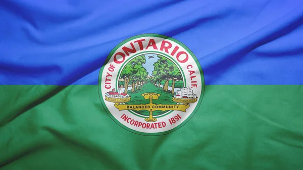 Ontario California United States Flag Fabric Texture Background — Stock Photo, Image