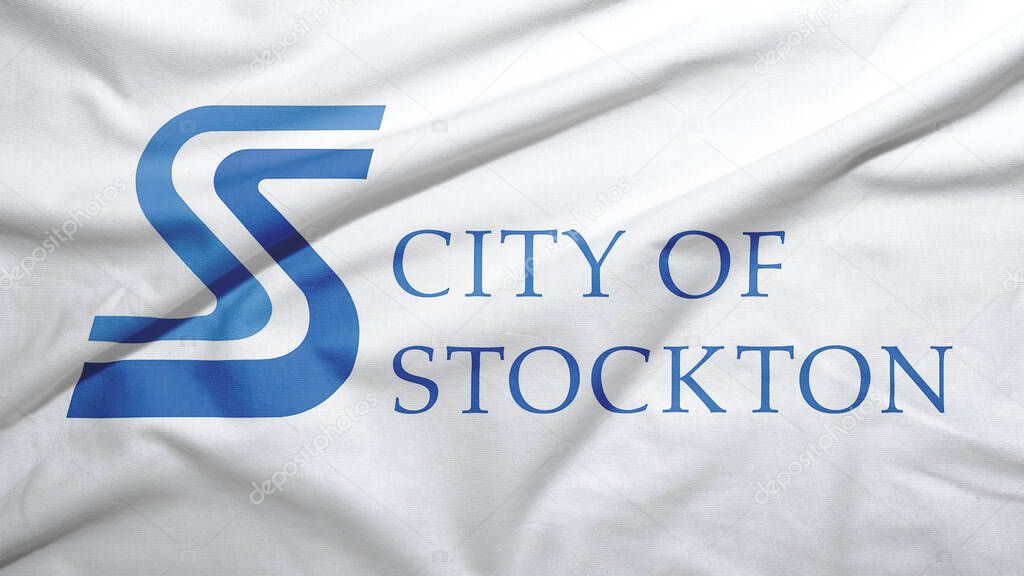 Stockton of California of United States flag on the fabric texture background