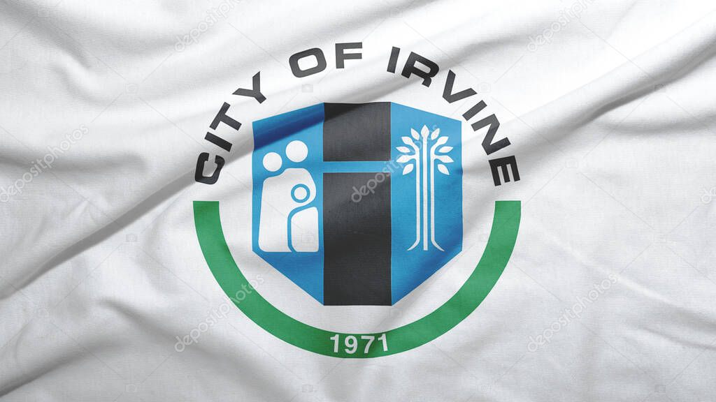 Irvine of California of United States flag on the fabric texture background