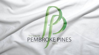 Pembroke Pines of Florida of United States bayrağı kumaş dokusu arka planında
