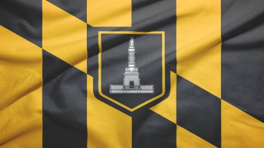 Maryland Baltimore 'dan ABD bayrağı kumaş dokusu arka planında