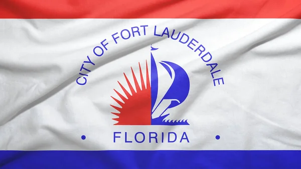 Bandera Fort Lauderdale Florida United States Sobre Fondo Textura Tela — Foto de Stock