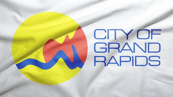Grand Rapids of Michigan of United States flag on the fabric texture background