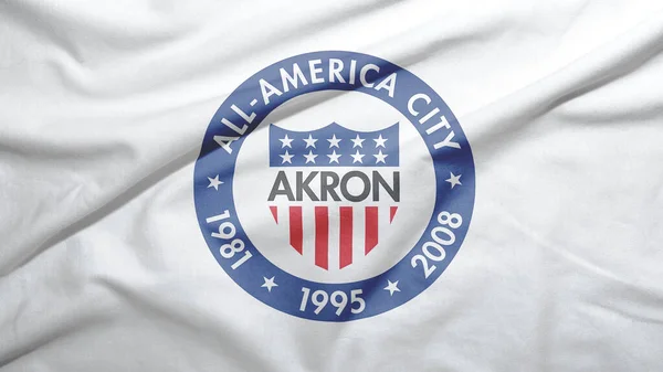 Akron of Ohio of United States flag on the fabric texture background