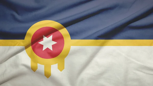 Tulsa Oklahoma Bandeira Dos Estados Unidos Fundo Textura Tecido — Fotografia de Stock