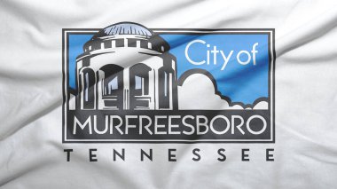 ABD bayraklı Tennessee 'li Murfreesboro kumaş dokusu arka planında