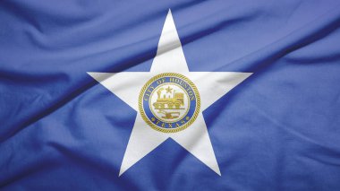 Kumaş dokusu arka planında Birleşik Devletler 'den Houston bayrağı