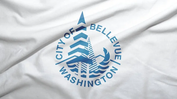Bellevue of Washington of United States flag on the fabric texture background