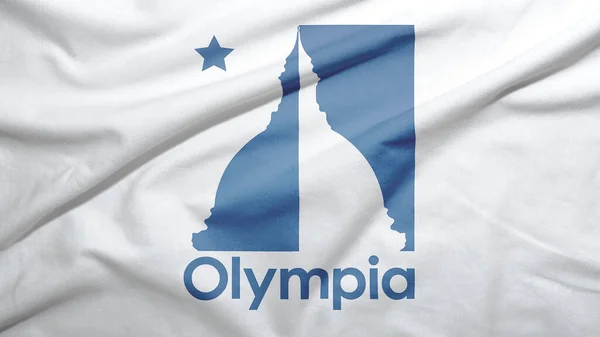 Olympia of Washington of United States flag on the fabric texture background