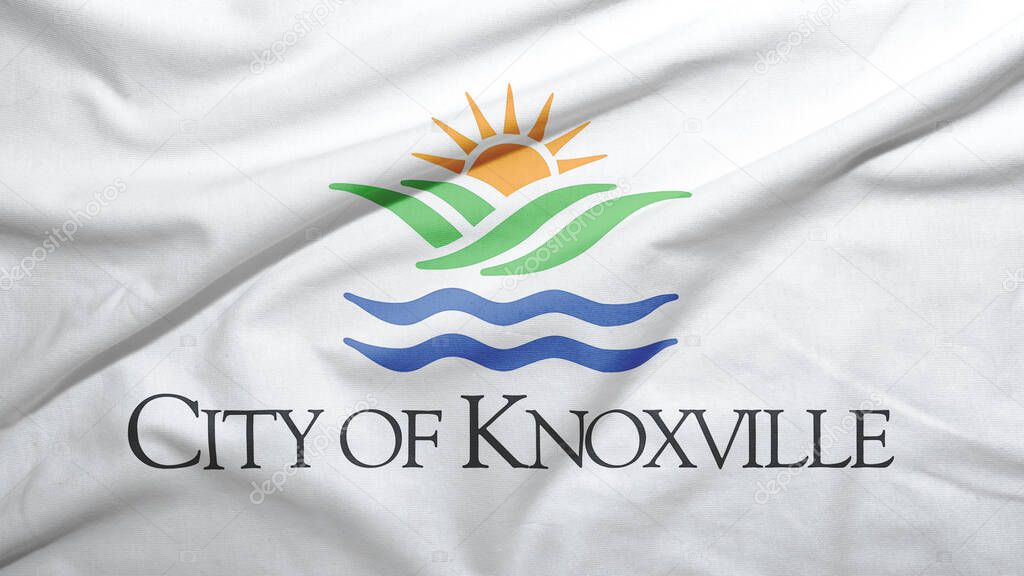 Knoxville of Tennessee of United States flag on the fabric texture background