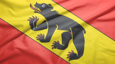 Kumaş dokusu arka planında İsviçre bayrağı olan Bern kantonu