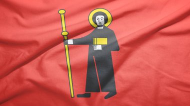 Kumaş dokusu arka planında İsviçre bayrağının Glarus kantonu