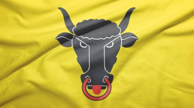 Kumaş dokusu arka planında İsviçre bayrağı var.
