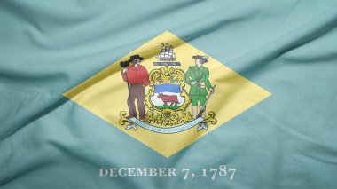 Amerika Birleşik Devletleri 'nin Delaware eyaleti kumaş dokusu arka planında bayrak