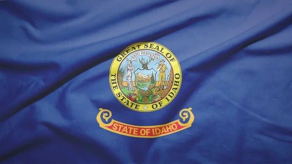 Idaho state of United States of United States flag on the fabric texture background