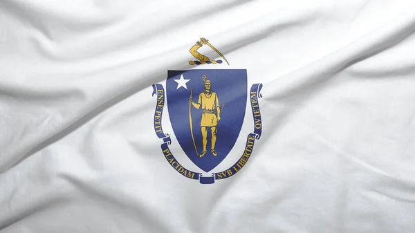 Massachusetts State United States Flagga Tyg Konsistens Bakgrund — Stockfoto