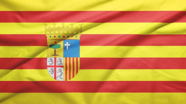 Drapeau Aragon Espagne Sur Fond Texture Tissu — Photo