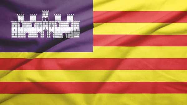 Bandeira Das Ilhas Baleares Espanha Fundo Textura Tecido — Fotografia de Stock