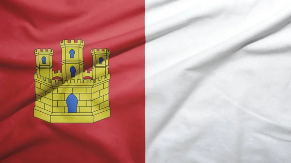 Kastilie Mancha Španělské Vlajky Textuře Tkaniny Pozadí — Stock fotografie