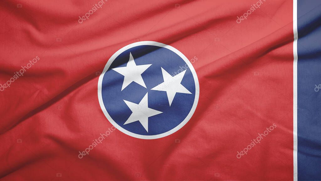 Tennessee state of United States of United States flag on the fabric texture background
