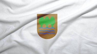 Kumaş dokusu arka planında İspanya 'nın Gipuzkoa eyaleti bayrağı