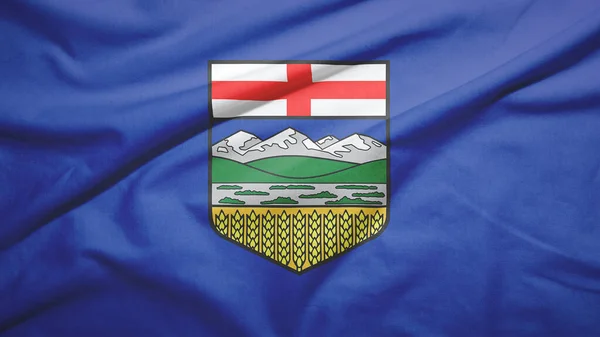 Alberta Provincia Del Canada Bandiera Sul Tessuto Texture Sfondo — Foto Stock