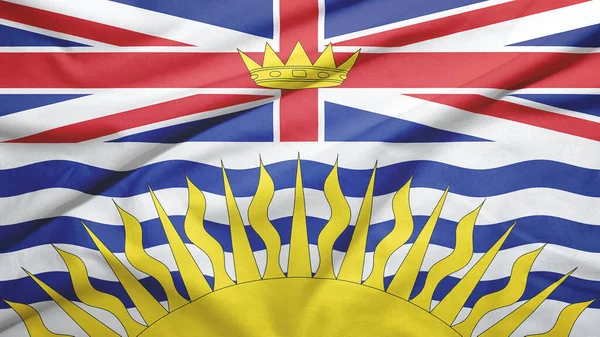 British Columbia province of Canada flag on the fabric texture background