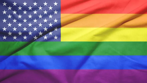 American Gay Pride Rainbow Flag Fabric Texture Background — Stock Photo, Image